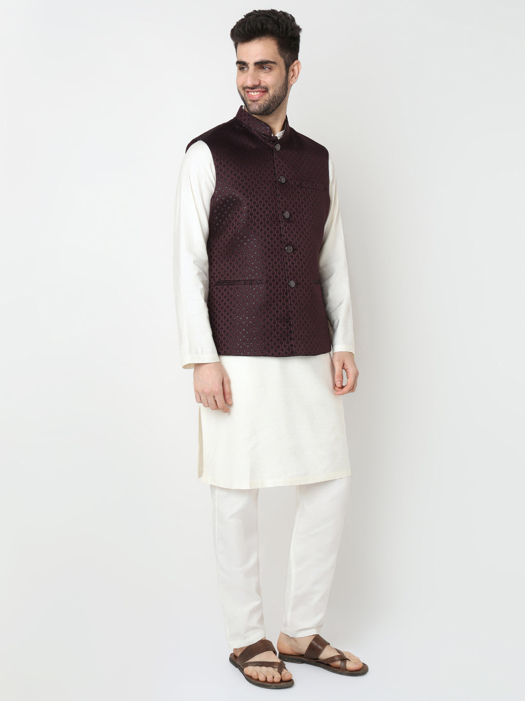 Jacquard Straight Sleeveless Jacket