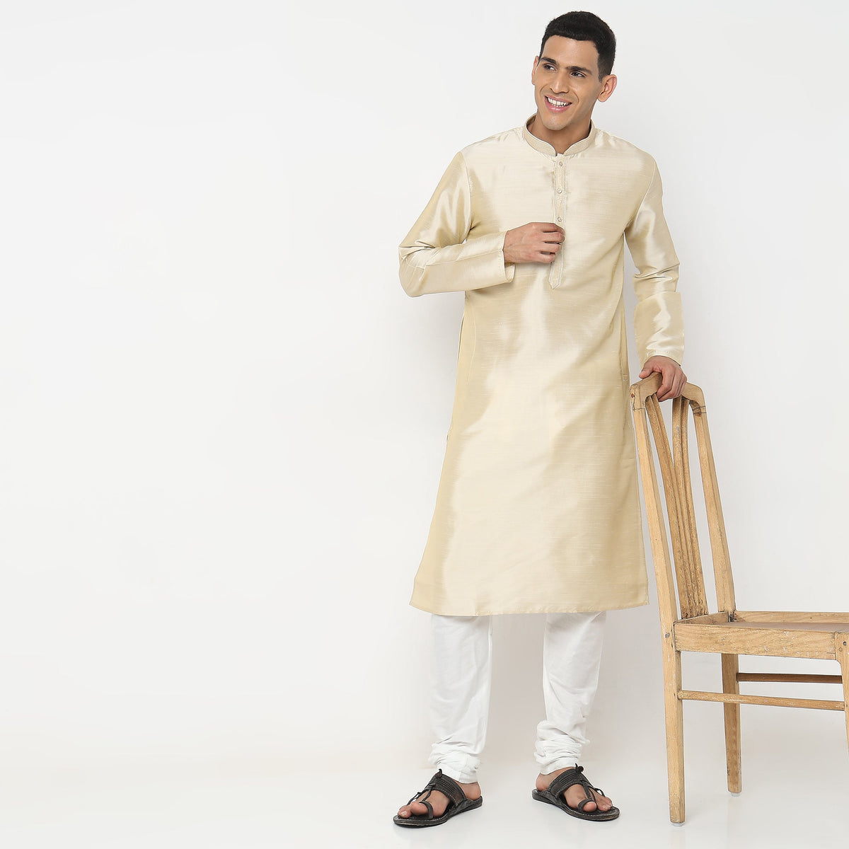 Sea Green Printed Kurta Set  With Solid Chudidar
