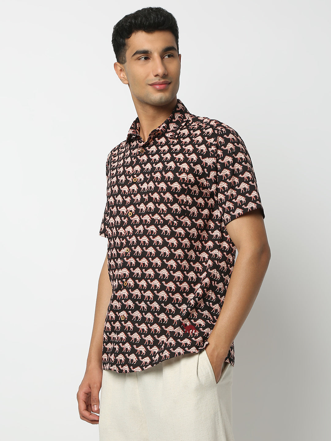 Regular Fit Printed Shirt Collar Half Sleeve Shirt