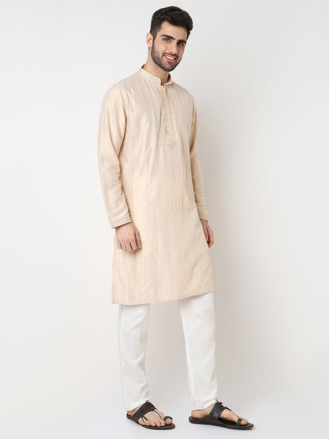 Pintuck Straight Long Kurta