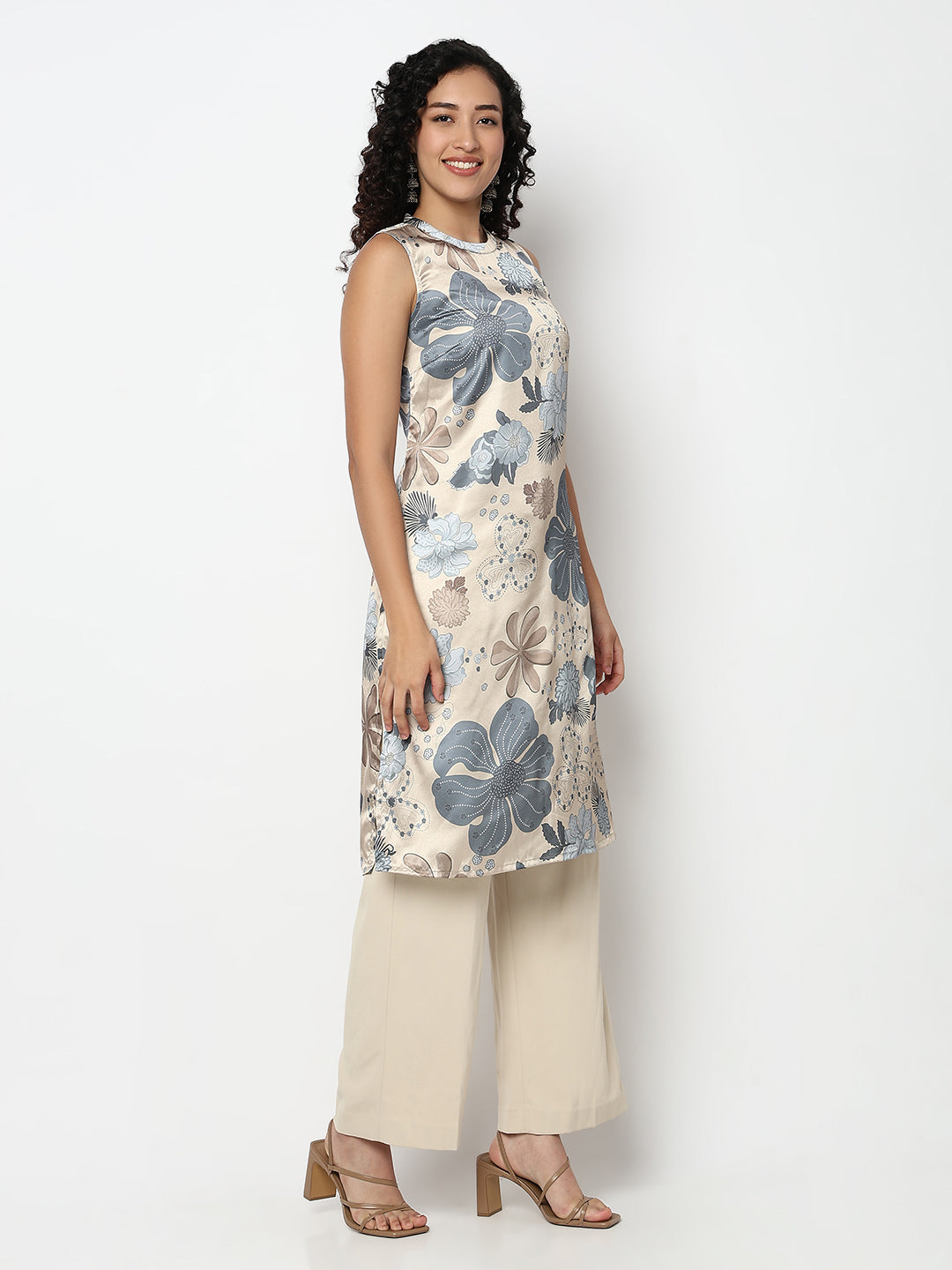 Nylangan Printed Straight Sleeveless Kurta