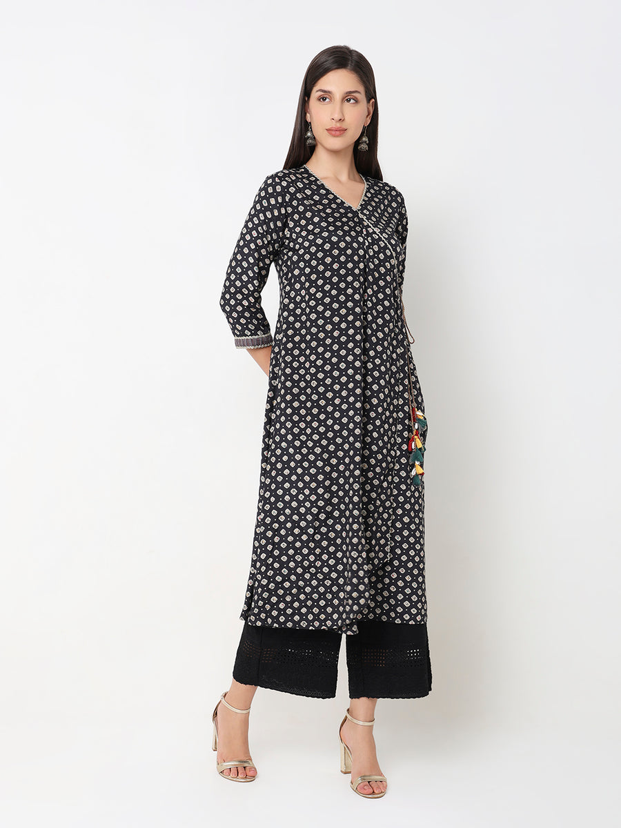 Wrap front flounce kurta