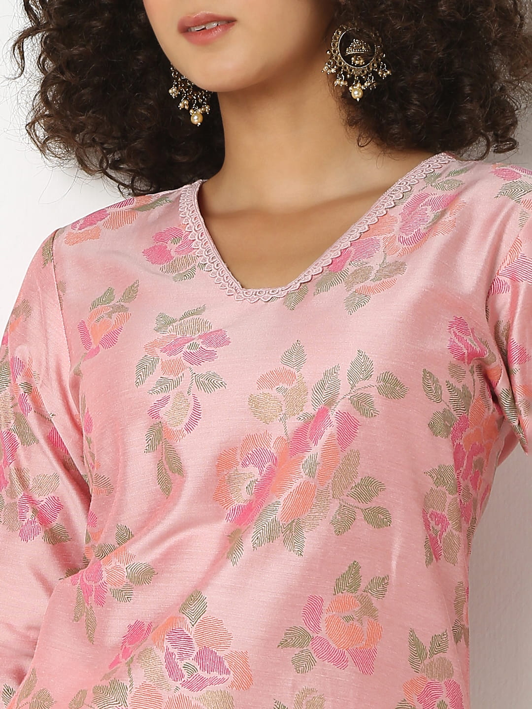 Straight Fit Printed V-Neck Kurta