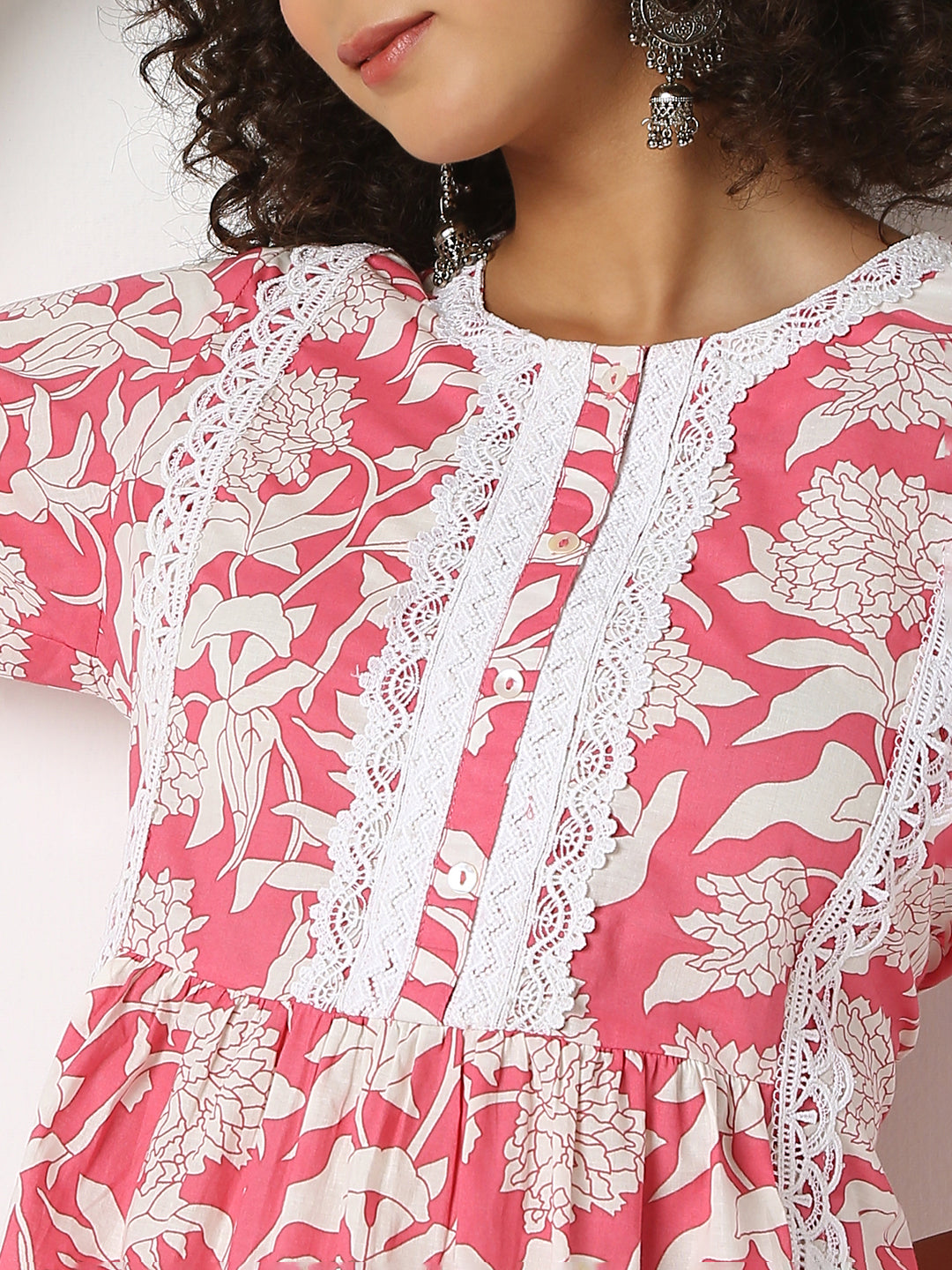 Flare Fit Printed Round Neck Three-Fourth Sleeve Kurta