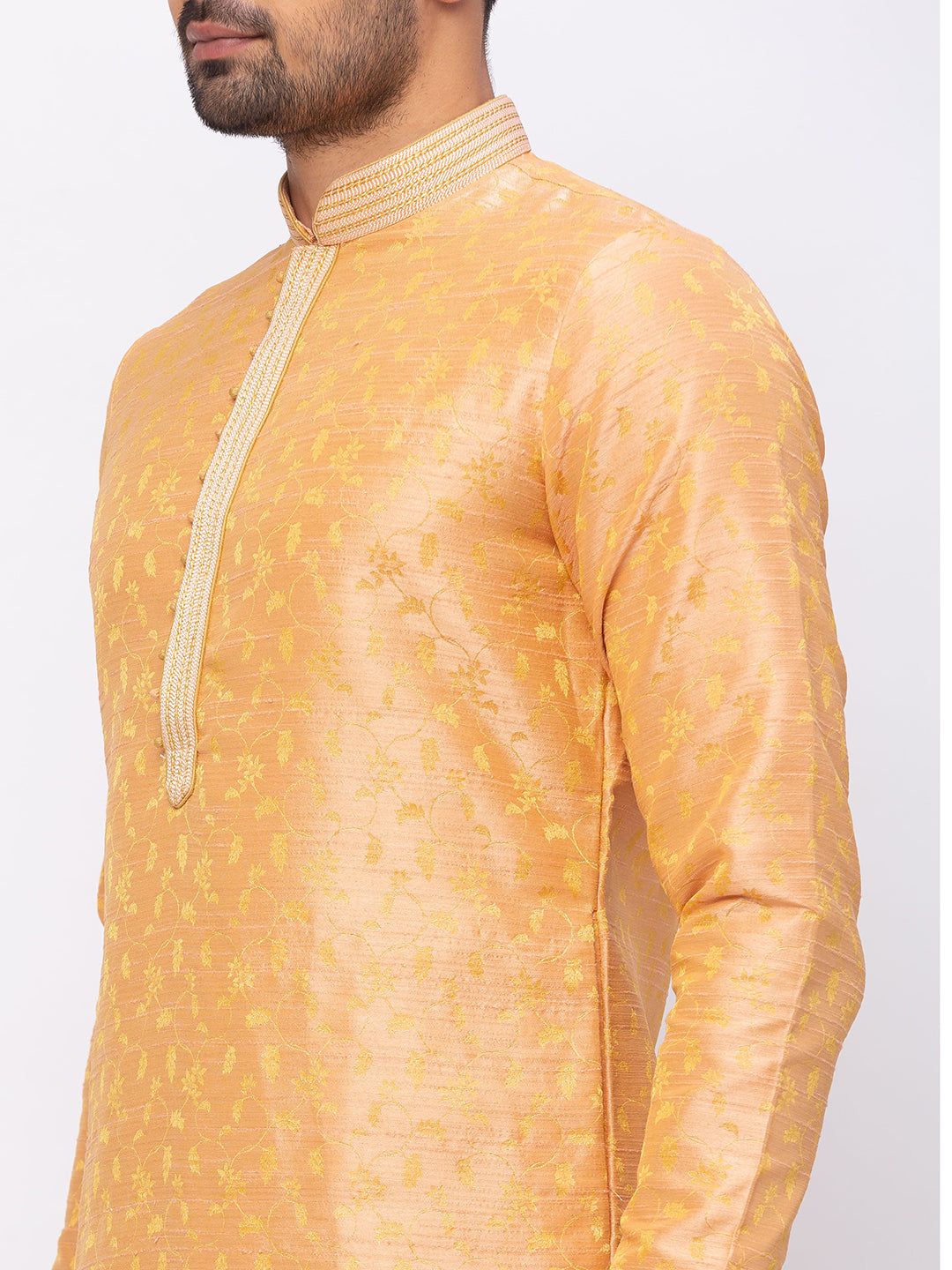 Men Straight Full Sleeve Peach Kp Set