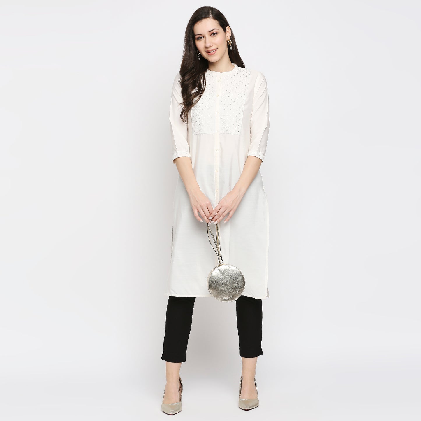 Women's Black Cotton Solid Pants