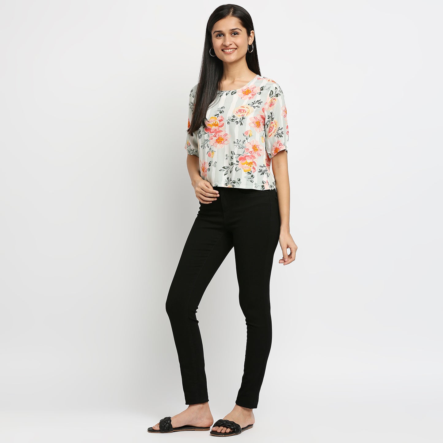 Women's Coral Rayon Printed Kurta