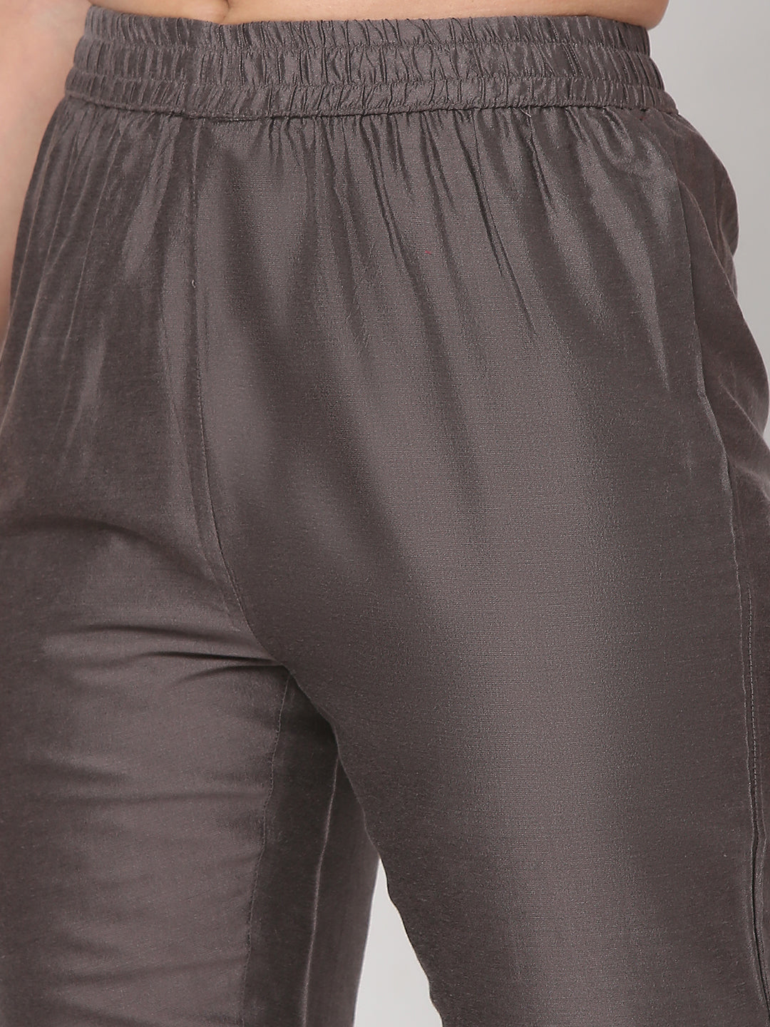 Women's Brown Polyester Viscose Solid Pant