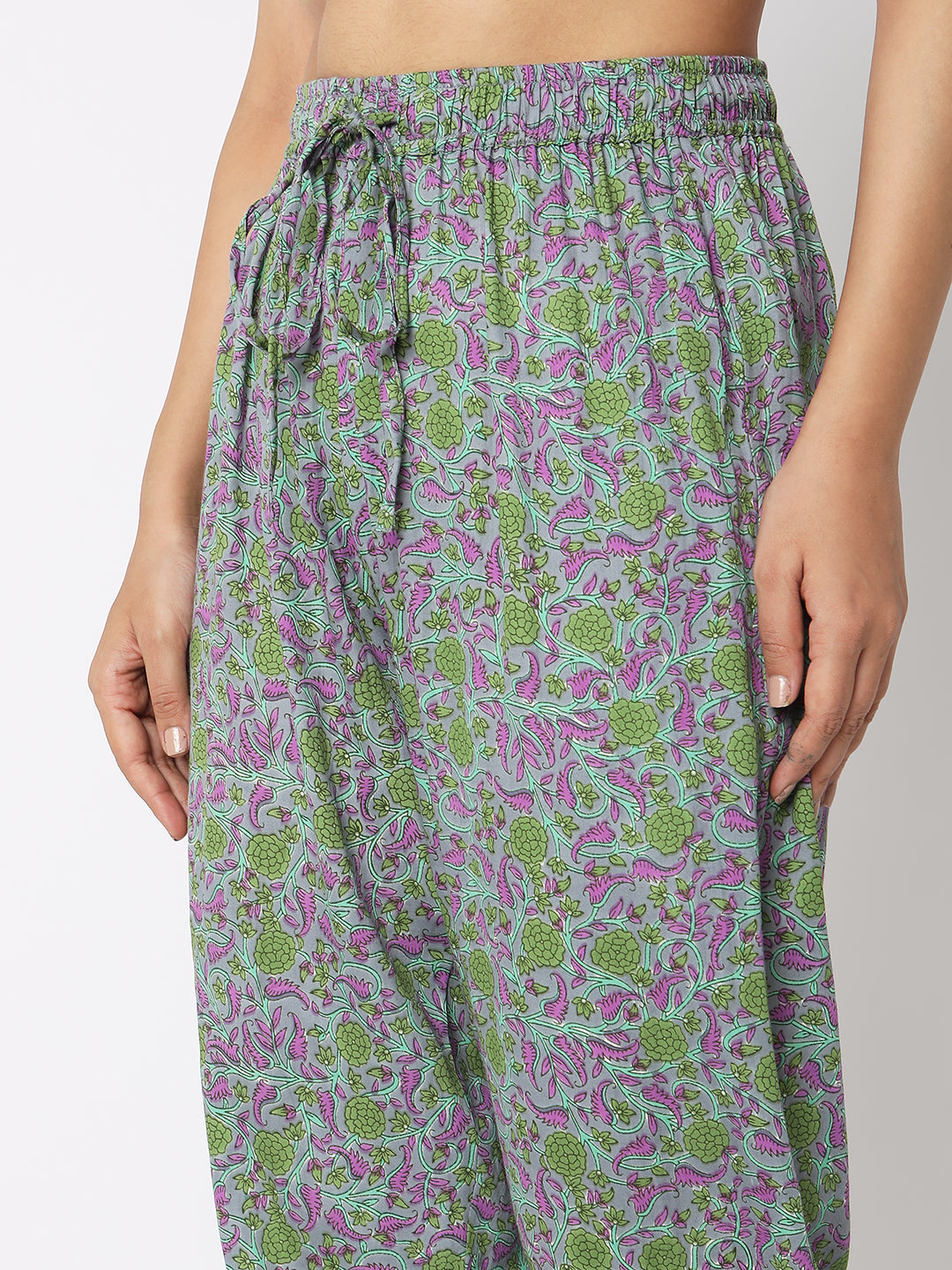 Aseesa Women's Grey Cotton Printed Ethnic Sets