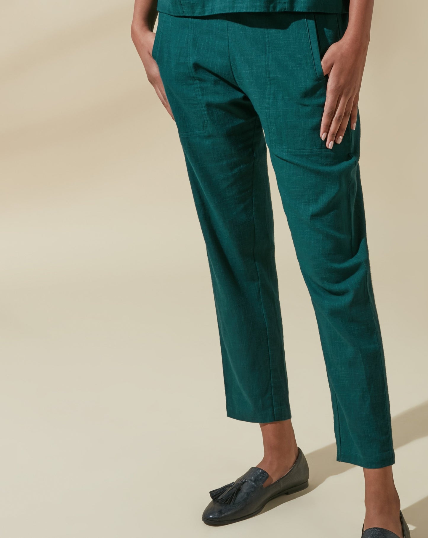 Teal Straight Fit Pants