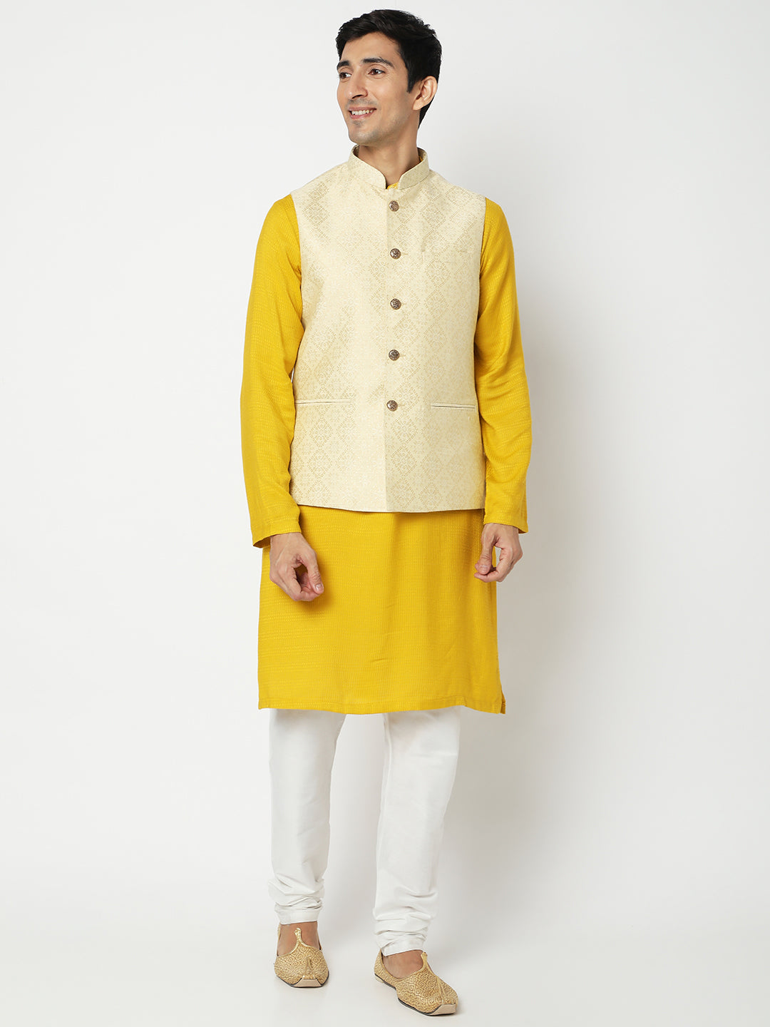 Men's Beige Polyester Printed Jackets