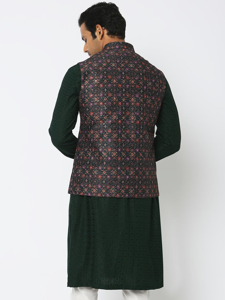 Regular Fit Embroidered Ethnic Jacket