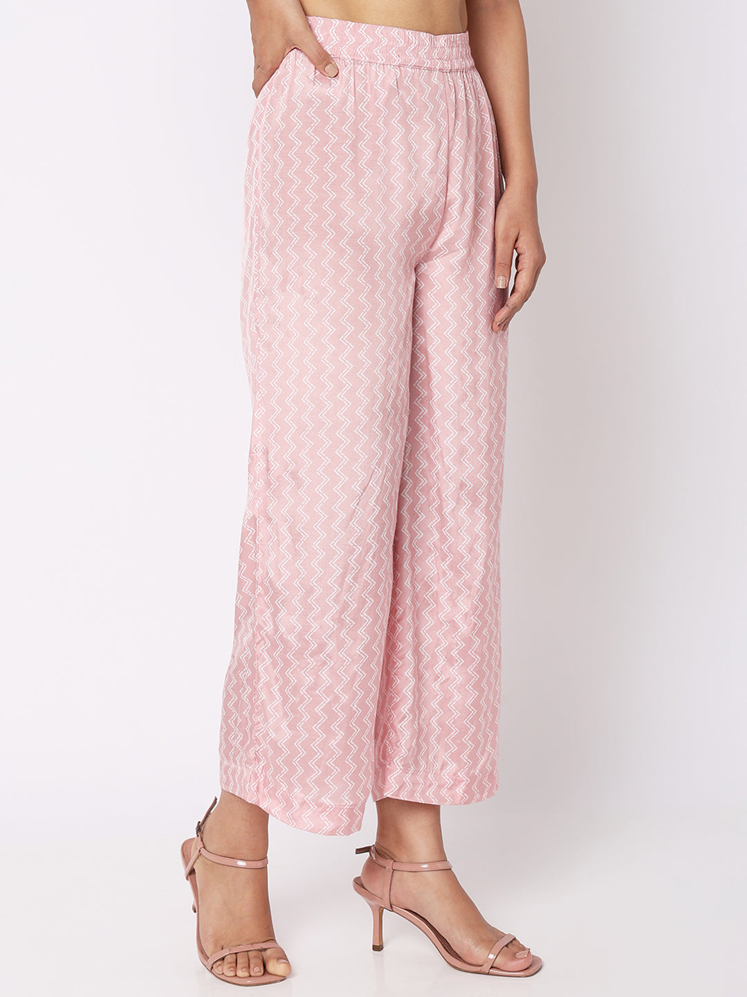 Nylangan Women's Dusty Pink Viscose Printed Palazzo