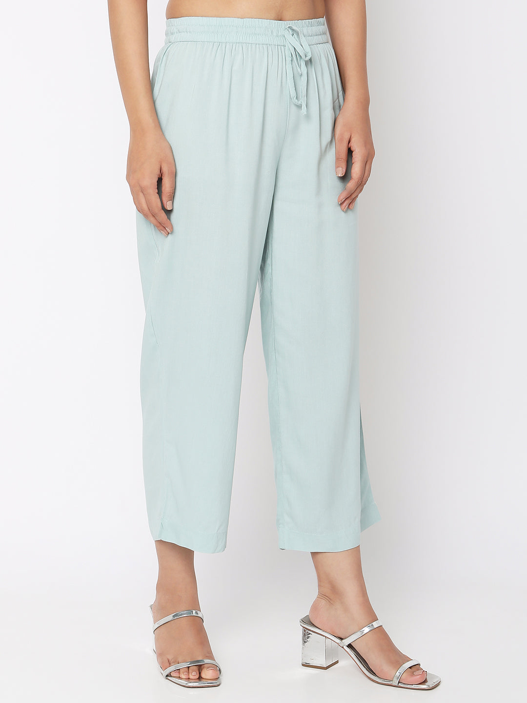 Women's Mint Cotton Solid Palazzo