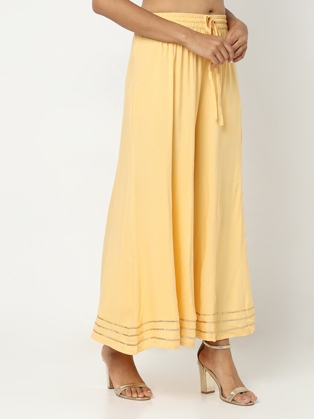 Regular Fit Solid Mid Rise Palazzos