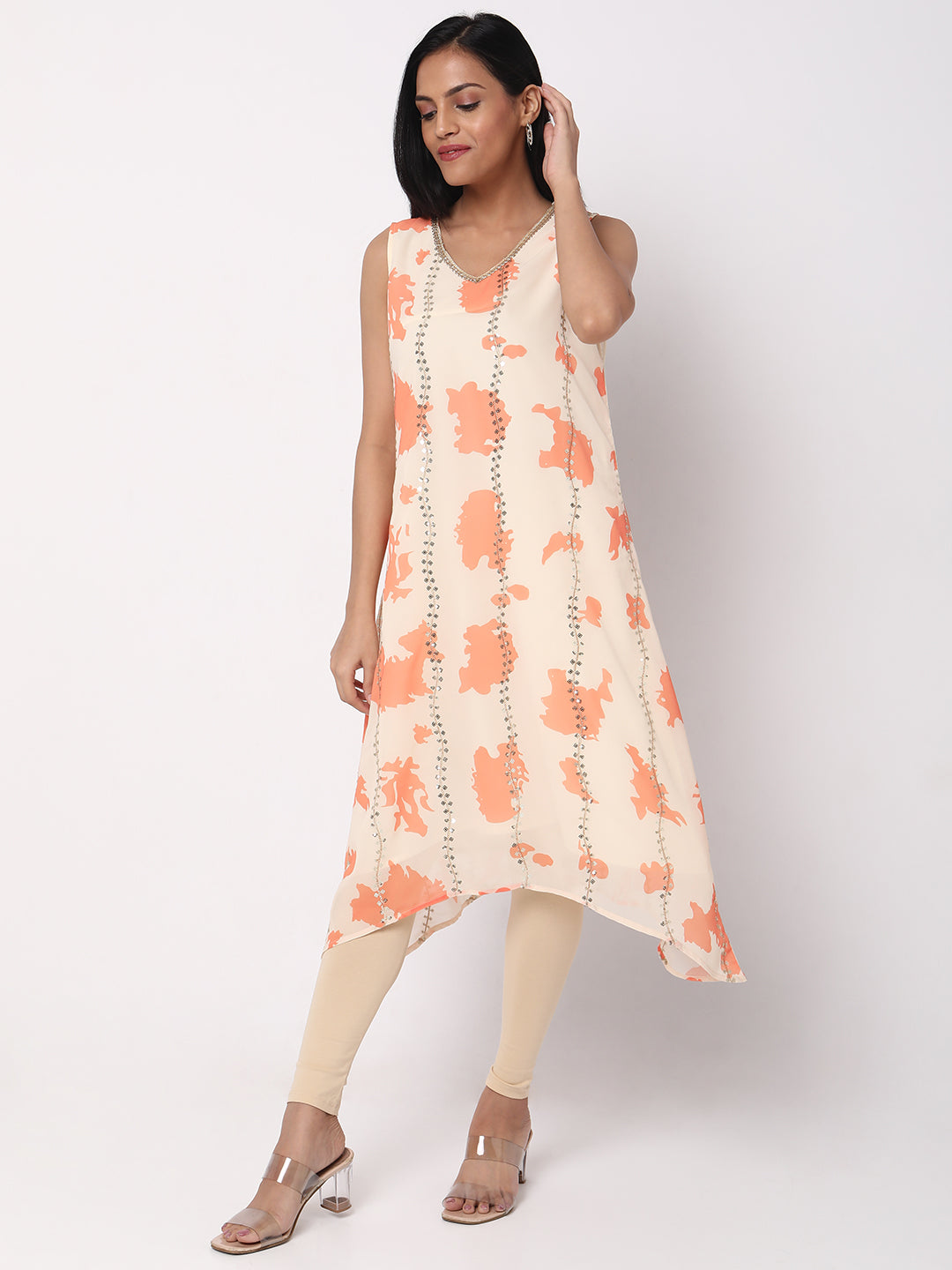 Assymetric Embellished Kurta