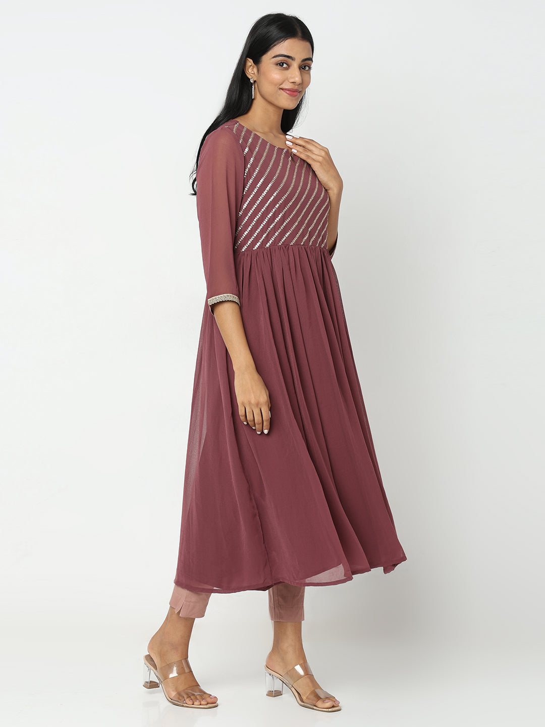 Flare Fit Embellished Kurta