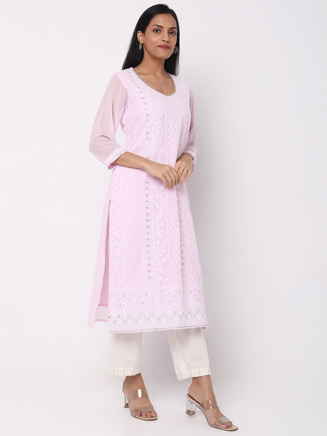Straight Fit Embroidered Kurta