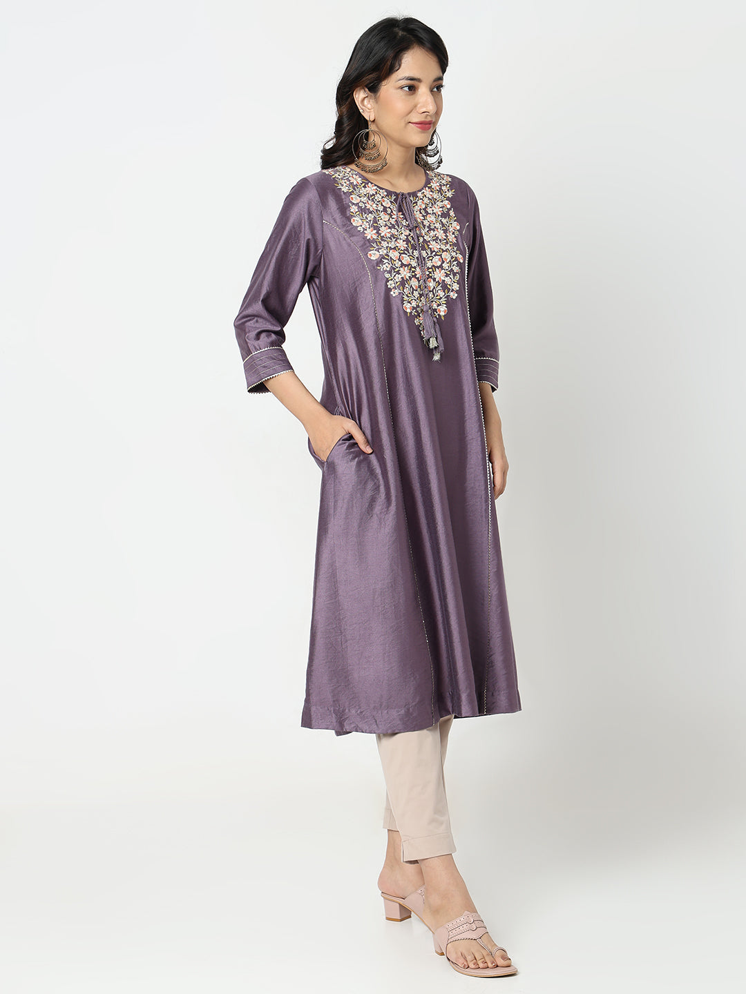 Flare Fit Embroidered Kurta
