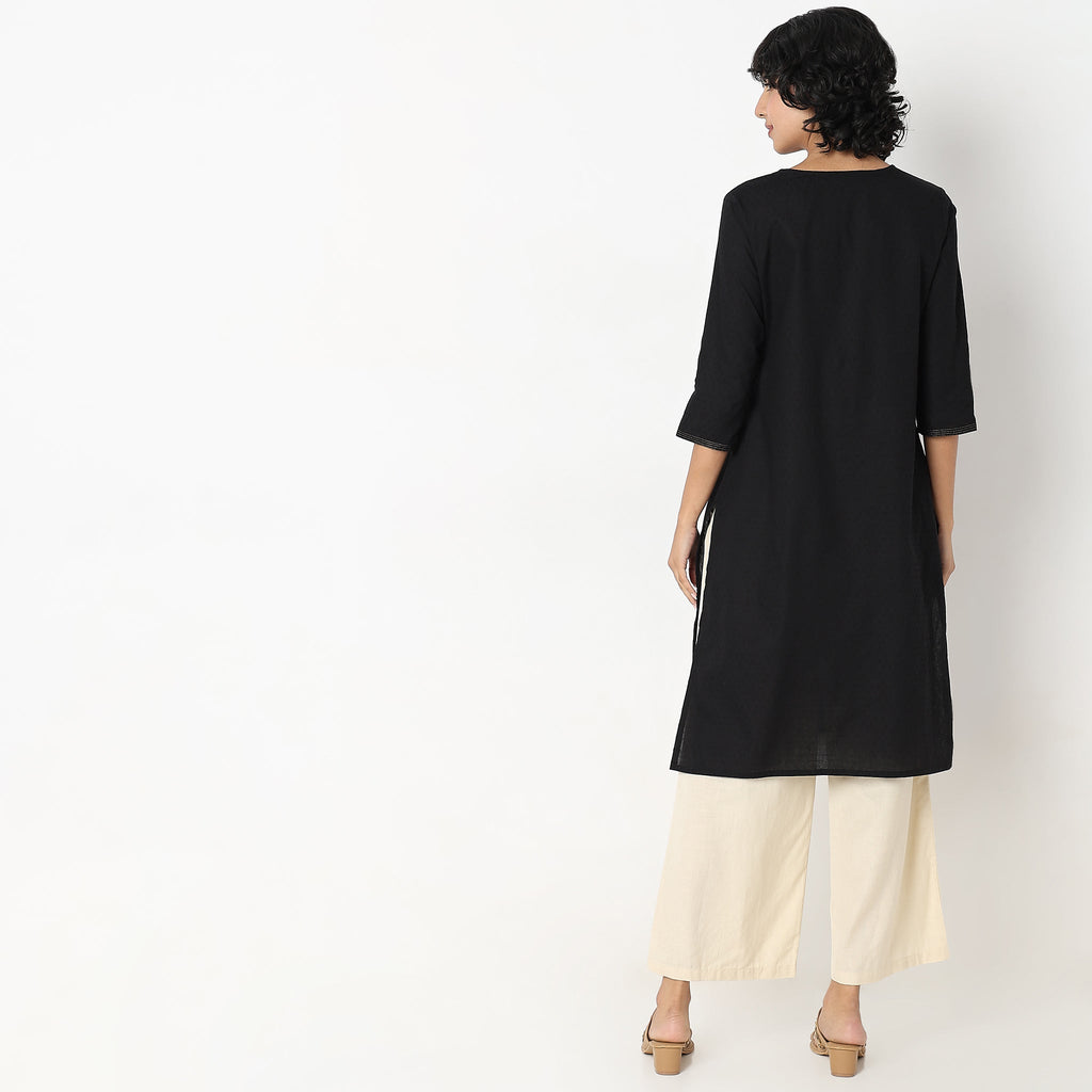 Straight Fit Solid Kurta