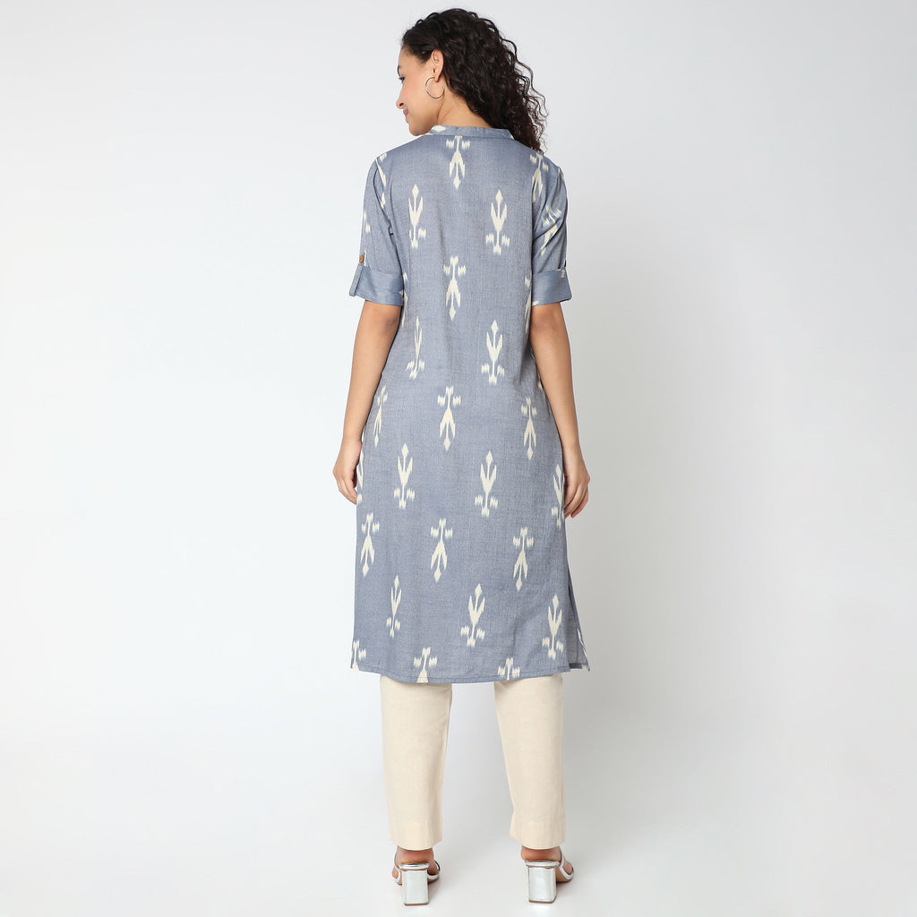 Women Wearing Flare Fit Printed Kurta