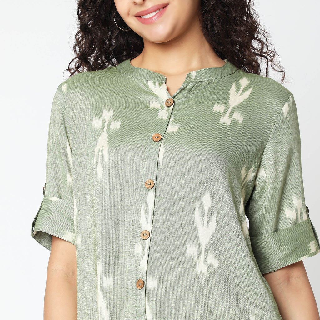 Women Wearing Flare Fit Printed Kurta