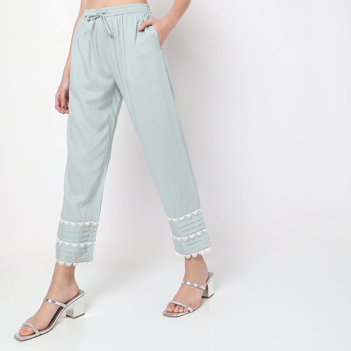 Buy Regular Fit Solid Mid Rise Palazzo - Style Union