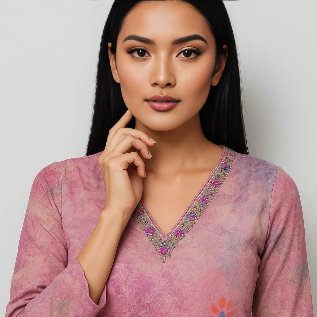 Straight Fit Printed V-Neck Flash Buy Kurta With Pant With Dupatta Set