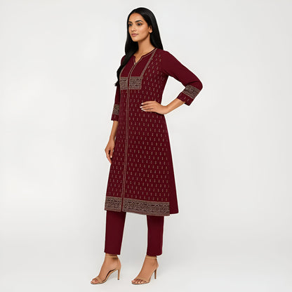 Straight Fit Printed V-Neck Flash Buy Kurta