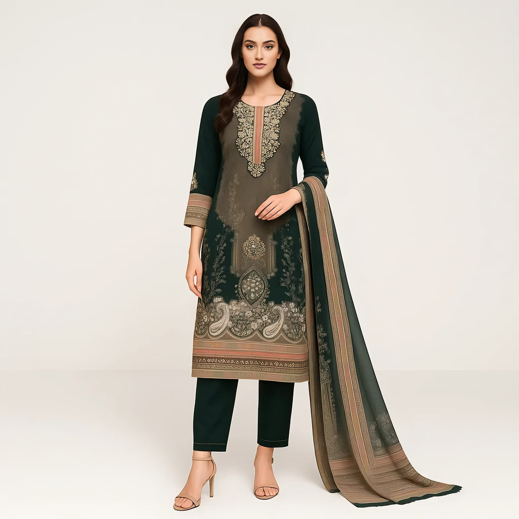 Straight Fit Embellished Round Neck Flash Buy Kurta With Pant With Dupatta Set