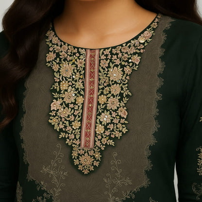 Straight Fit Embellished Round Neck Flash Buy Kurta With Pant With Dupatta Set