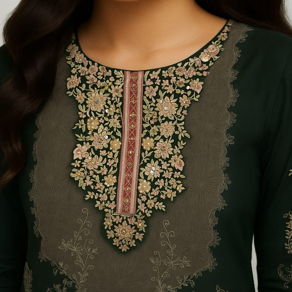 Straight Fit Embellished Round Neck Flash Buy Kurta With Pant With Dupatta Set