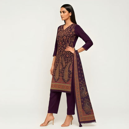 Straight Fit Embellished V-Neck Flash Buy Kurta With Pant With Dupatta Set