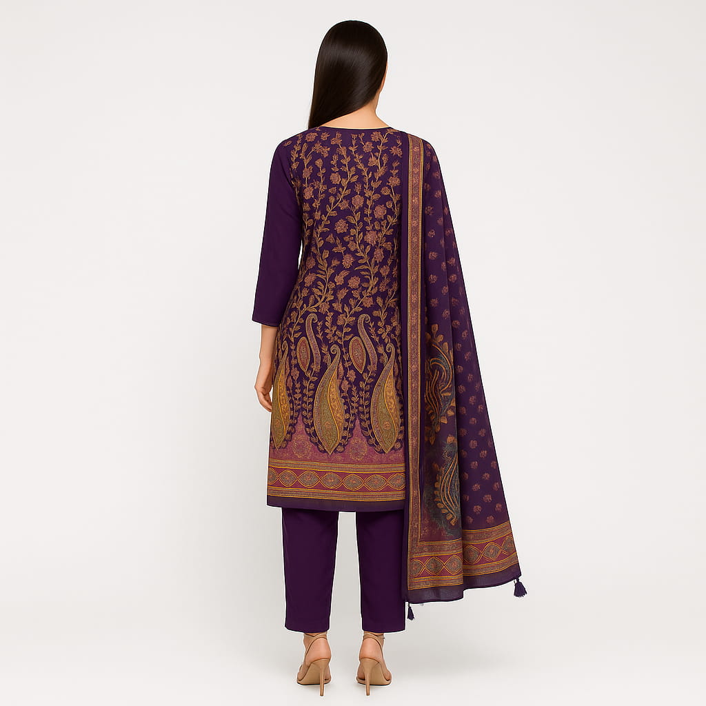 Straight Fit Embellished V-Neck Flash Buy Kurta With Pant With Dupatta Set