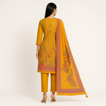 Straight Fit Embellished V-Neck Flash Buy Kurta With Pant With Dupatta Set