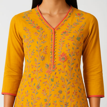 Straight Fit Embellished V-Neck Flash Buy Kurta With Pant With Dupatta Set