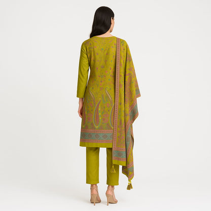 Straight Fit Embellished V-Neck Flash Buy Kurta With Pant With Dupatta Set