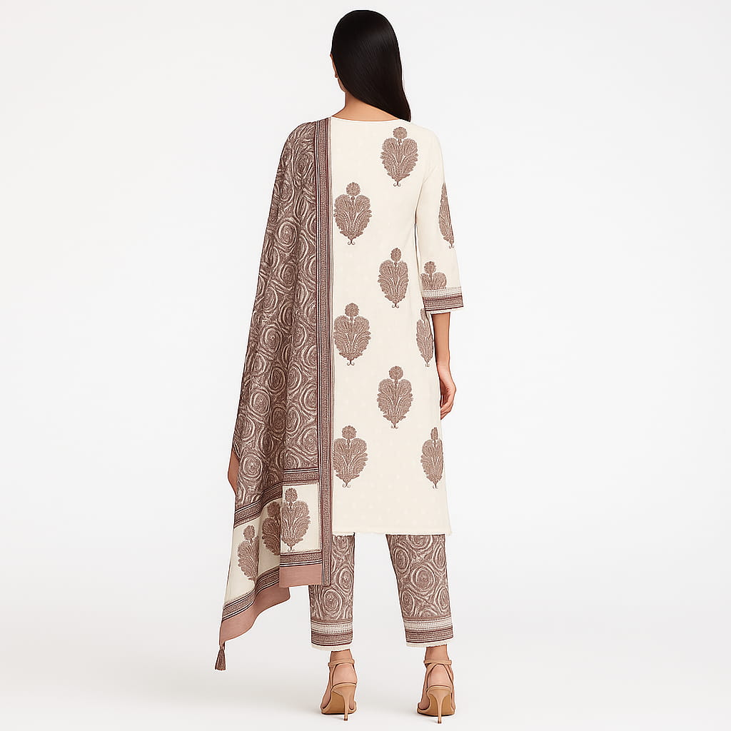 Straight Fit Embellished V-Neck Flash Buy Kurta With Pant With Dupatta Set