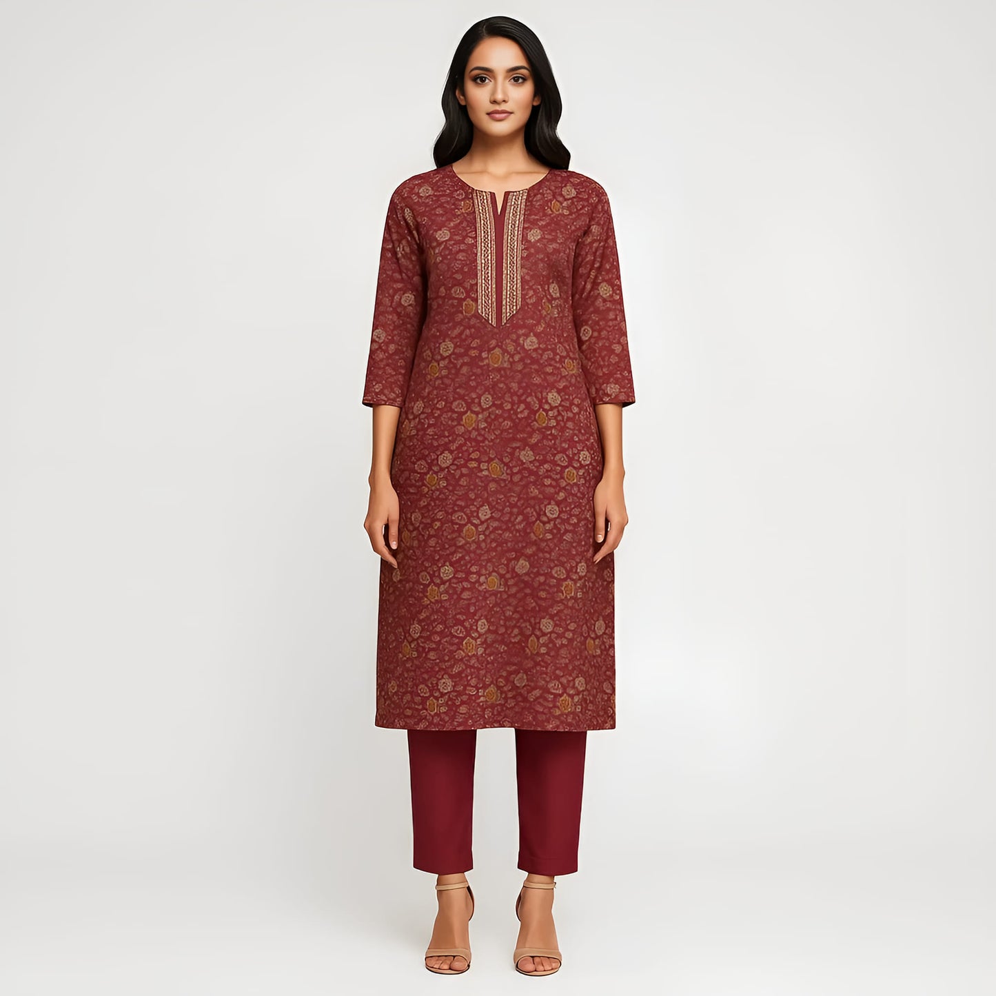 Straight Fit Printed Round Neck Flash Buy Kurta