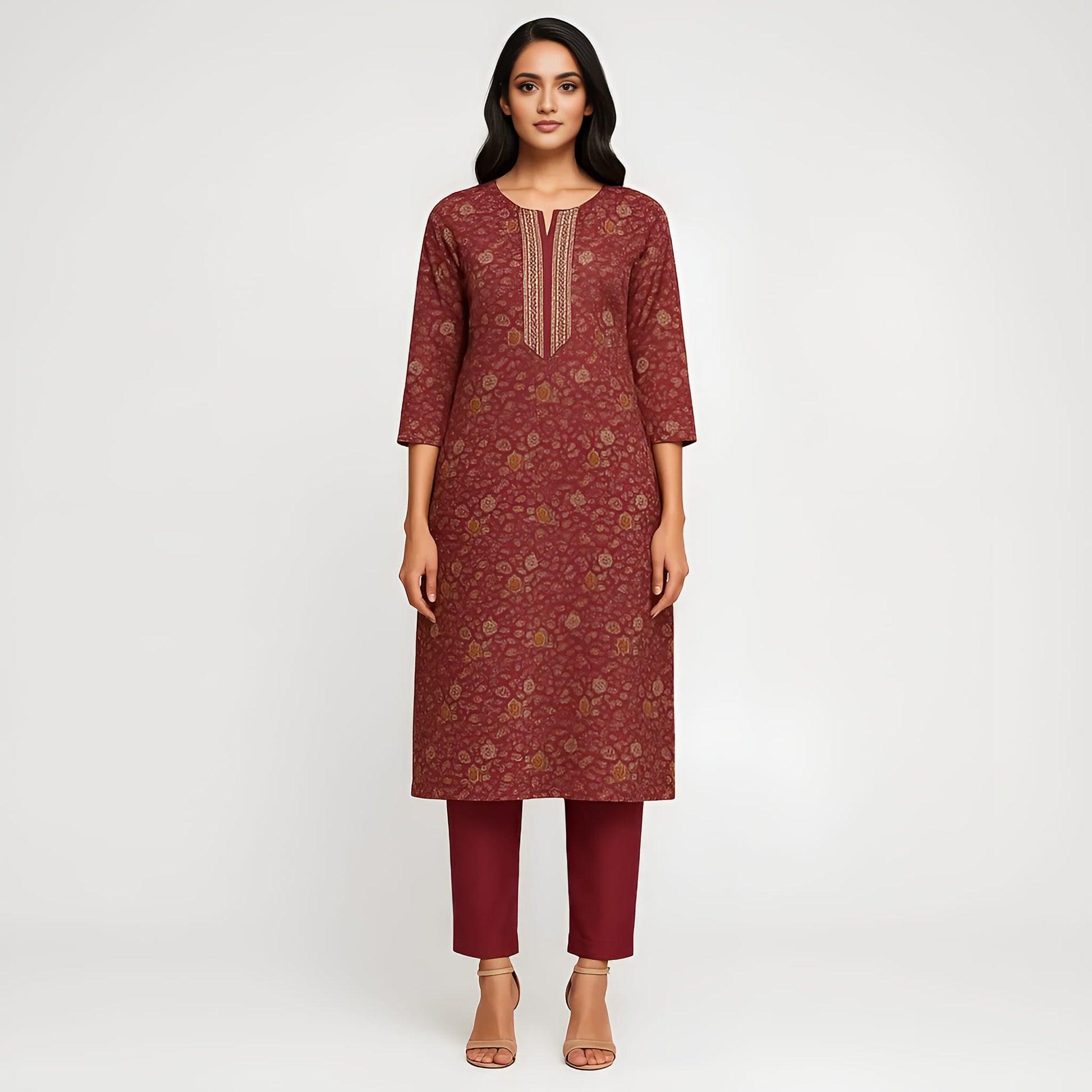 Straight Fit Printed Round Neck Flash Buy Kurta