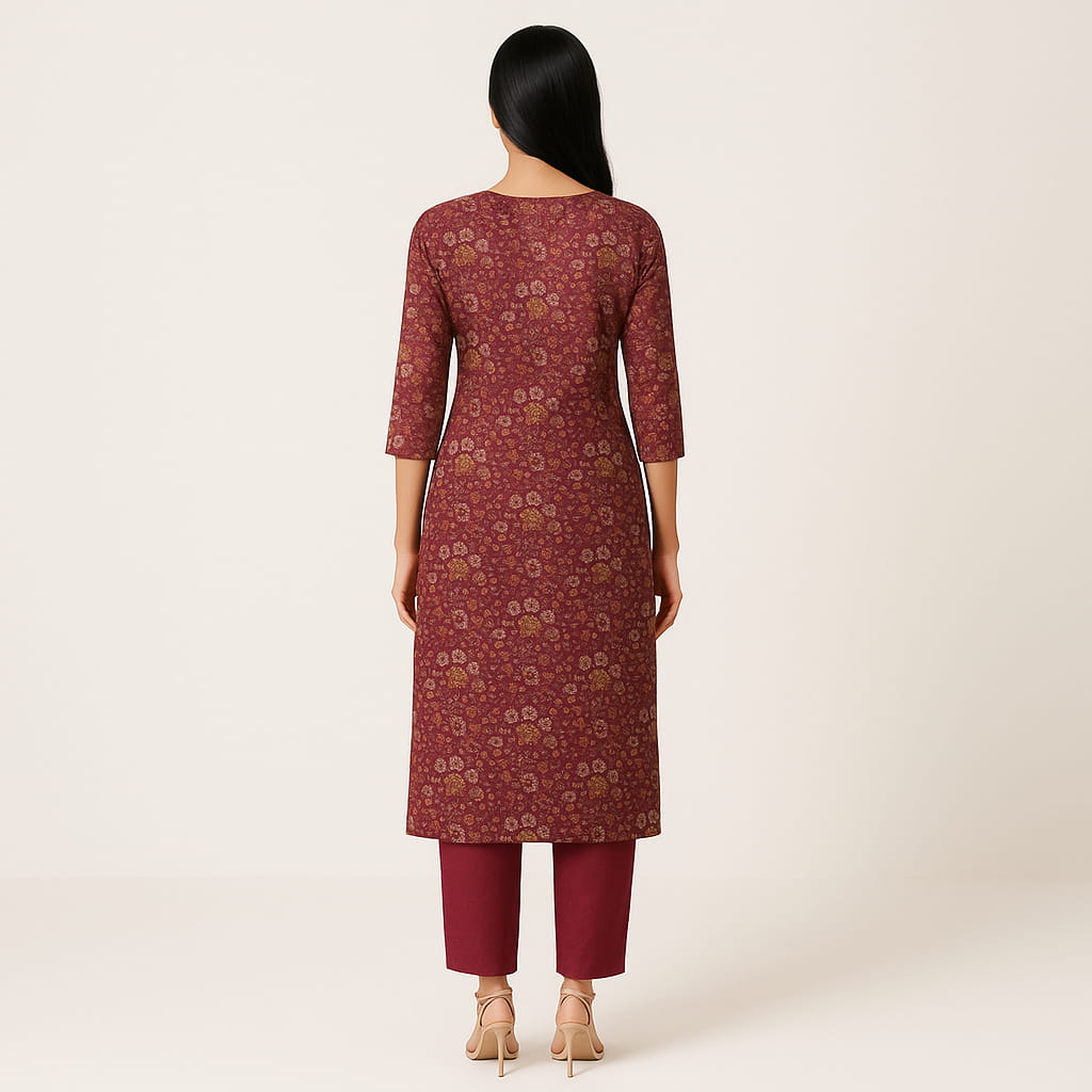 Straight Fit Printed Round Neck Flash Buy Kurta