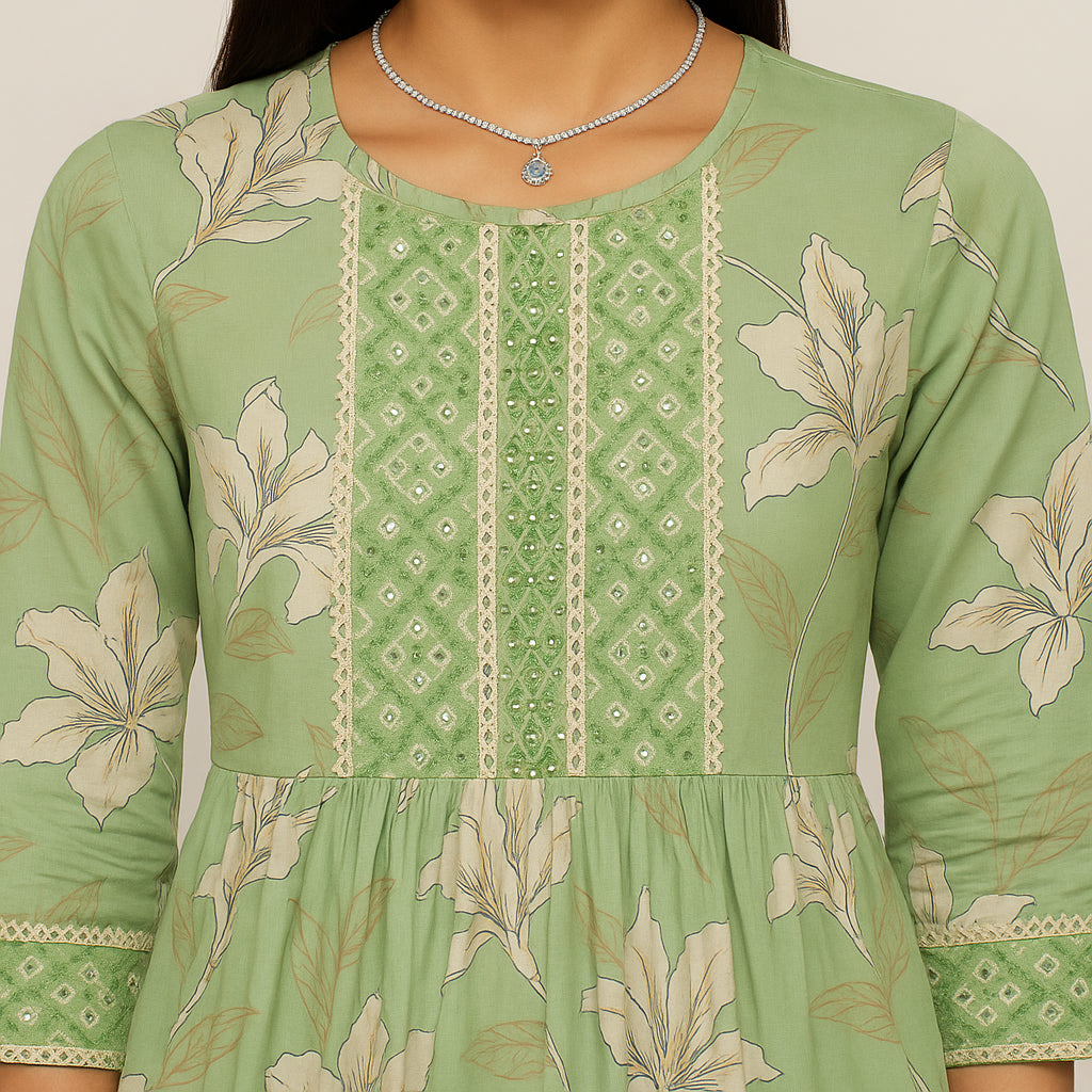 Flare Fit Printed Round Neck Flash Buy Kurta With Pant With Dupatta Set