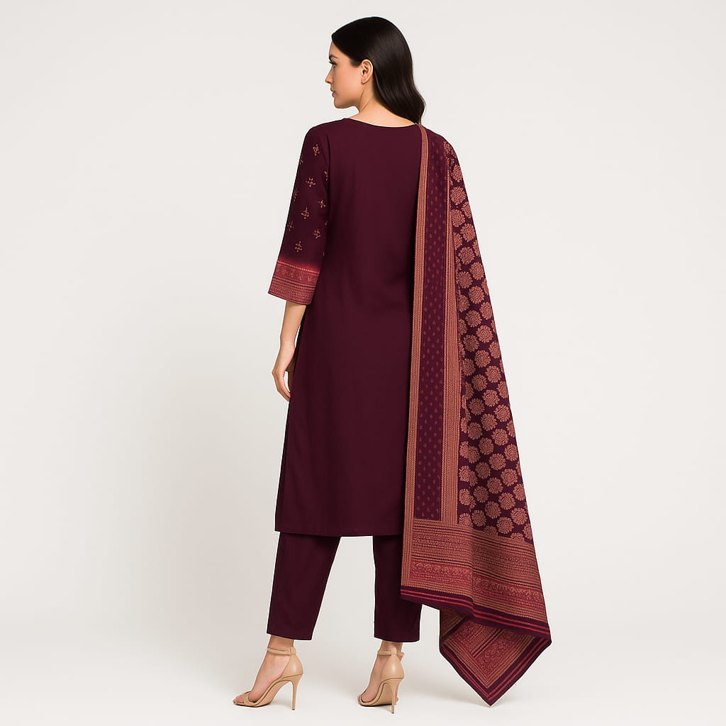 Straight Fit Printed Round Neck Flash Buy Kurta With Pant With Dupatta Set