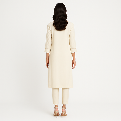 Straight Fit Embellished V-Neck Kurta