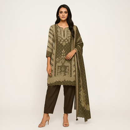 Straight Fit Printed Kurta With Pant With Dupatta Set