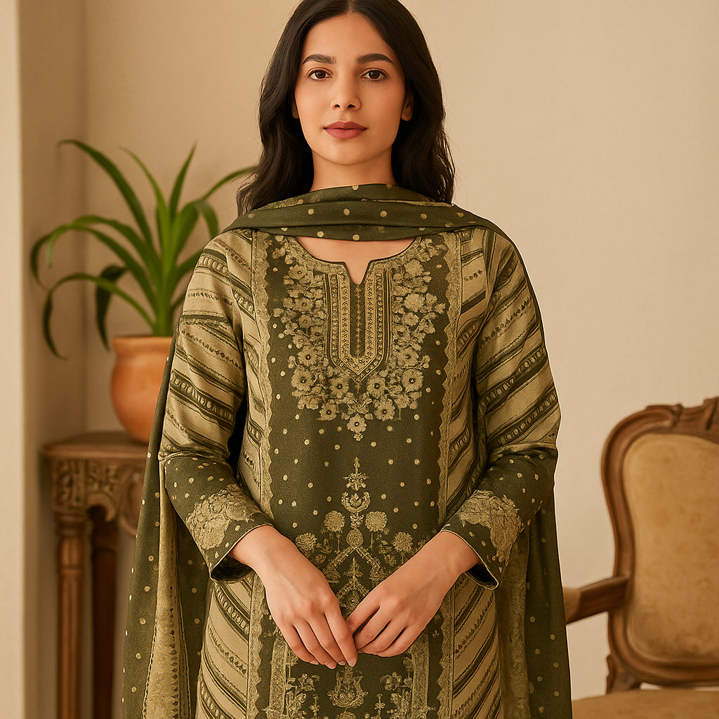 Straight Fit Printed Round Neck Flash Buy Kurta With Pant With Dupatta Set