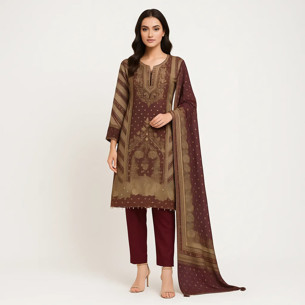 Straight Fit Printed Round Neck Flash Buy Kurta With Pant With Dupatta Set