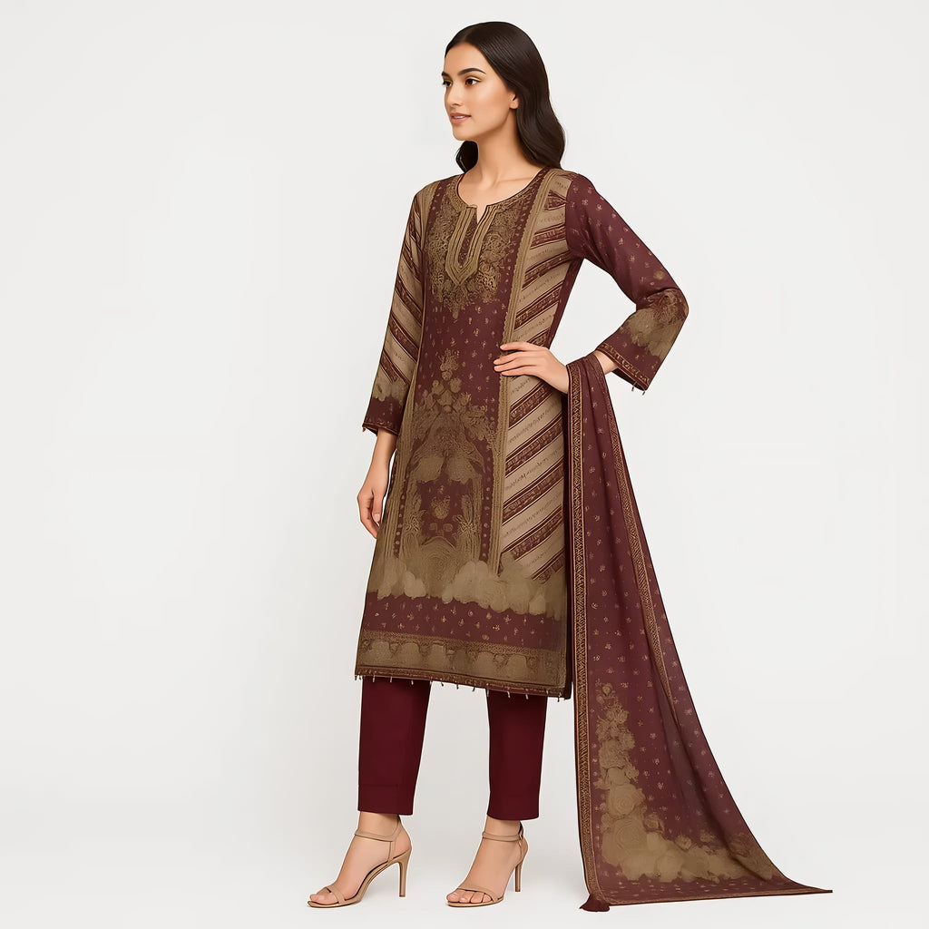 Straight Fit Printed Round Neck Flash Buy Kurta With Pant With Dupatta Set