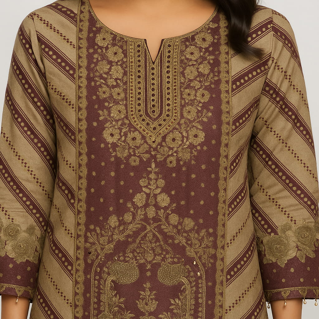 Straight Fit Printed Round Neck Flash Buy Kurta With Pant With Dupatta Set