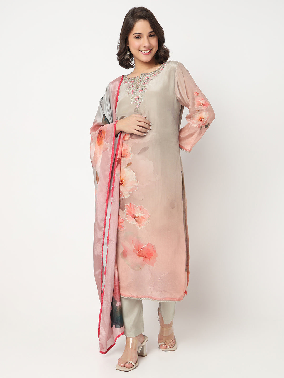 Printed Straight Kurta and Pant with Dupatta Set